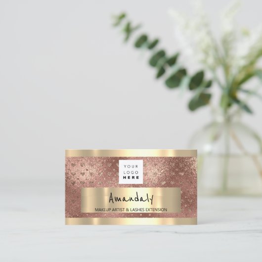 Logo QR CODE Logo Glitter Roze Visitekaartje (Staand voorkant)