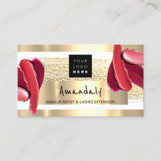 Logo QR CODE Logo Gold Pink Strokes maken artiest Visitekaartje (Voorkant)