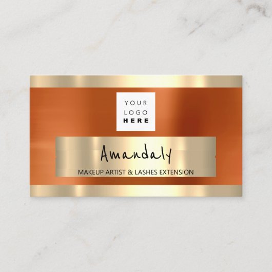 Logo QR-CODE Logo Metallic Sinaasappel Visitekaartje (Voorkant)