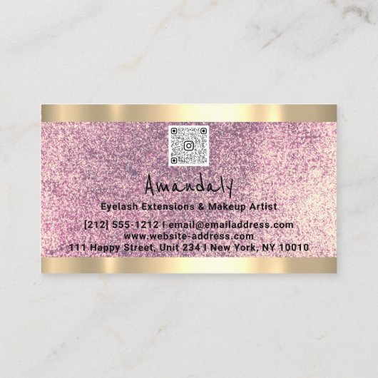 Logo QR CODE Logo Paars Glitter Visitekaartje (Achterkant)