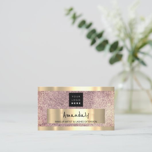 Logo QR CODE Logo Paars Glitter Visitekaartje (Staand voorkant)