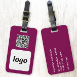 Logo QR Code Magenta PInk Zakelijke promotie Bagagelabel<br><div class="desc">Eenvoudig logo en QR Code ontwerp voor uw bedrijf. Vervang de logo, QR code bestemming URL en naam en adresgegevens door uw eigen - of laat de achterkant leeg. Wijzig de achtergrondkleur in het ontwerpgereedschap om aan te passen. Ideaal voor als promotieartikel om aan klanten, klanten en medewerkers te geven,...</div>