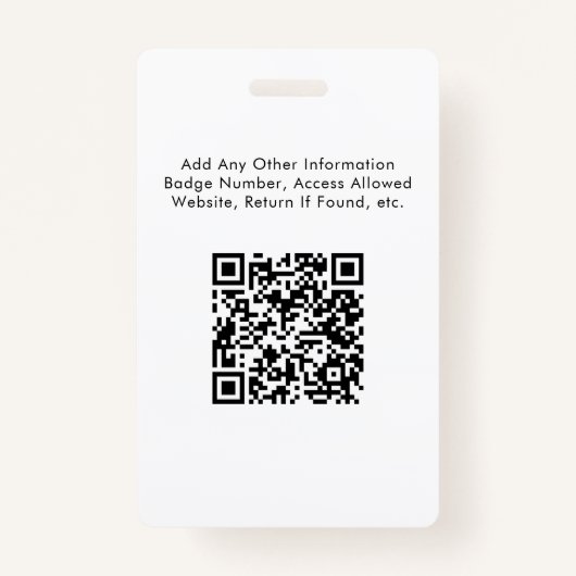Logo QR Code Medewerker Foto-ID-badge Badge (Achterkant)