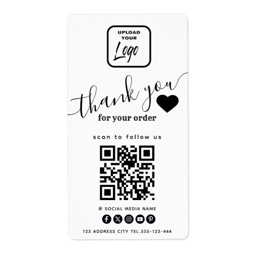 Logo QR Code Minimalist Bedankt Zakelijk Etiket (Voorkant)
