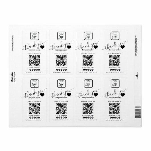 Logo QR Code Minimalist Bedankt Zakelijk Etiket (Full Sheet)