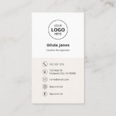 Logo QR Code Minimalist Beige Visitekaartje (Achterkant)