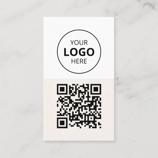 Logo QR Code Minimalist Beige Visitekaartje (Voorkant)