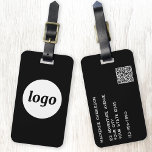 Logo QR-code Minimalist Black Business Bagagelabel<br><div class="desc">Eenvoudig logo-ontwerp voor uw bedrijf. Vervang de logo,  QR-code en details door uw eigen code en wijzig de achtergrondkleur in het ontwerpgereedschap om aan te passen. Ideaal voor als promotieartikel om aan klanten,  klanten en medewerkers,  en voor zakelijke reizen en shows te geven., </div>