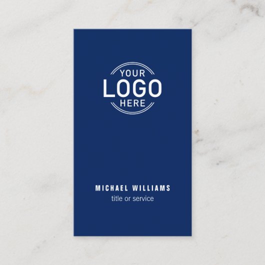 Logo QR Code Minimalist Navy Blue Modern Custom Visitekaartje (Voorkant)