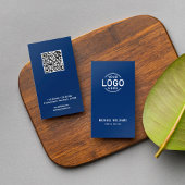 Logo QR Code Minimalist Navy Blue Modern Custom Visitekaartje