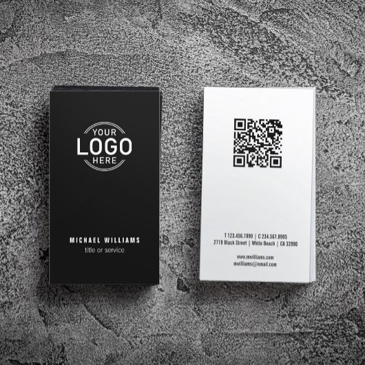 Logo QR Code Minimalist Zwart Wit Modern Custom Visitekaartje