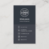 Logo QR Code Minimalistisch Grijs Visitekaartje (Achterkant)