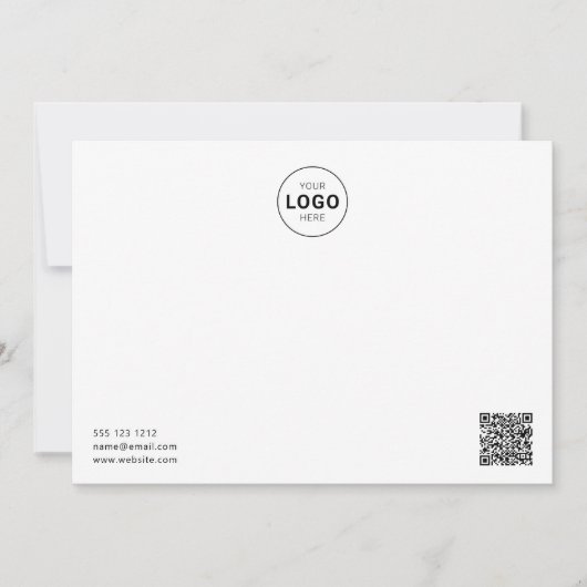 Logo QR-code minimalistisch Modern White Note Kaar Notitiekaartje (Voorkant)