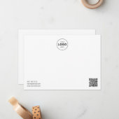 Logo QR-code minimalistisch Modern White Note Kaar Notitiekaartje (Voorkant / Achterkant in situ)