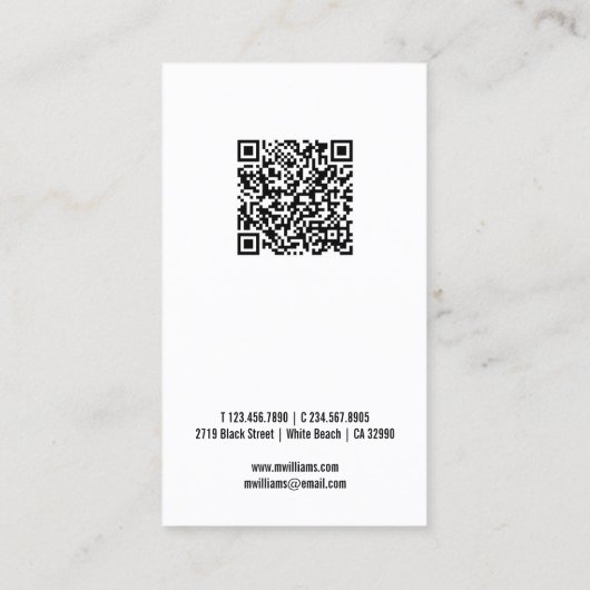 Logo QR-code Minimalistisch Modern Wit Aangepast Visitekaartje (Achterkant)