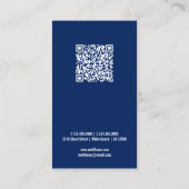 Logo QR Code Minimalistisch Wit Navy Blue Custom Visitekaartje (Achterkant)