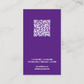 Logo QR Code Minimalistisch Wit Paarse Custom Visitekaartje (Achterkant)
