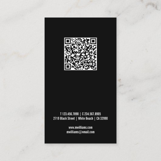 Logo QR Code Minimalistisch Wit Zwart Modern Custo Visitekaartje (Achterkant)