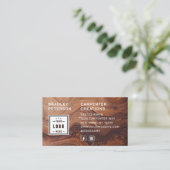 Logo QR Code Moderne houten timmerbouw Visitekaartje (Staand voorkant)