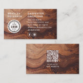 Logo QR Code Moderne houten timmerbouw Visitekaartje (Voorkant / Achterkant)