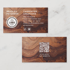 Logo QR Code Moderne houten timmerbouw Visitekaartje