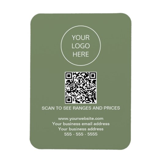 Logo QR Code Moderne Sage Groene magneet (Verticaal)