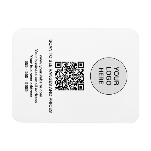 Logo QR Code Moderne Witte Magneet (Horizontaal)
