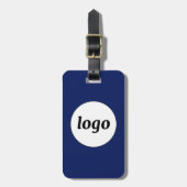 Logo QR-code Navy Blauwe Zakelijke Promotie Bagagelabel (Voorkant verticaal)