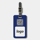 Logo QR-code Navy Blue Business Promotional Bagagelabel (Voorkant verticaal)