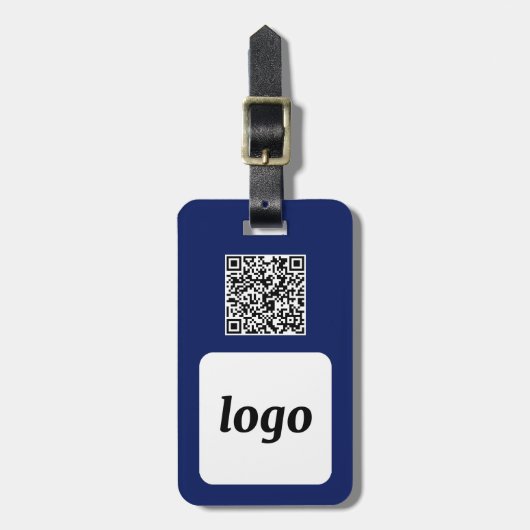 Logo QR-code Navy Blue Business Promotional Bagagelabel (Voorkant verticaal)