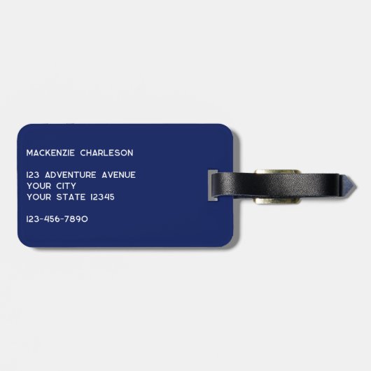 Logo QR-code Navy Blue Business Promotional Bagagelabel (Achterkant horizontaal)