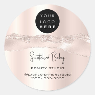 Logo QR-code Online Winkel zilver Glitter RosePowd Ronde Sticker