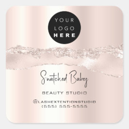 Logo QR-code Online Winkel zilver Glitter RosePowd Vierkante Sticker