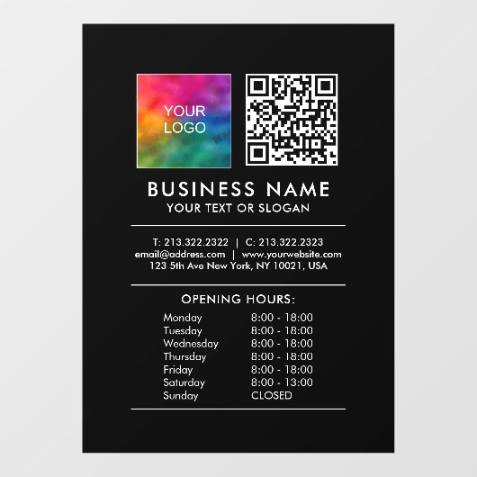 Logo QR-code openingstijden scannen prijslijsten Raamsticker (Vel)