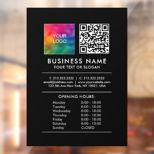 Logo QR-code openingsuren scannen prijslijsten toe Raamsticker (Vel 2)