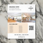 Logo QR Code Photo Business Marketing Flyer<br><div class="desc">Verhoog uw bedrijf met ons aangepaste flyer-ontwerp! Onze flyer toont uw logo en twee boeiende foto's, die de aandacht vestigen op uw merk. Hieronder benadrukken we de diensten die u aanbiedt, samen met een handige QR-code voor eenvoudige toegang tot uw website of sociale media. Mis deze kans om uw bedrijf...</div>