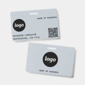 Logo QR-code professioneel bedrijf blauw naam Badge (Voor- en achterkant)