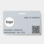 Logo QR-code professioneel bedrijf blauw naam Badge (Voorzijde)