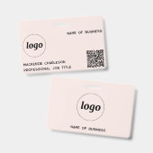 Logo QR-code professioneel bedrijf Blush Roze Naam Badge (Voor- en achterkant)