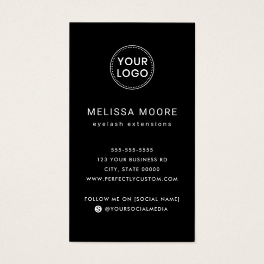 Logo QR-code professioneel zwart visitekaartje (Voorkant)