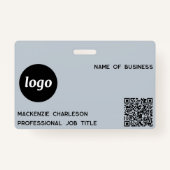 Logo QR Code Professionele Bedrijfs Blauwe Naam Badge (Voorkant)