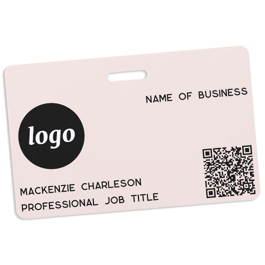 Logo QR Code Professionele Zakelijke Blush Roze Na Badge