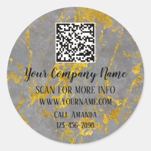Logo QR-code Promotie Online winkelen Marble Gold Ronde Sticker