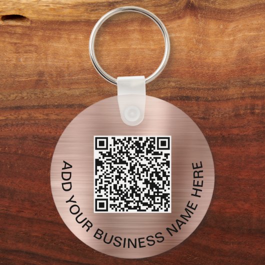 Logo QR-code Promotie Roos Gold Sleutelhanger (Voorkant)