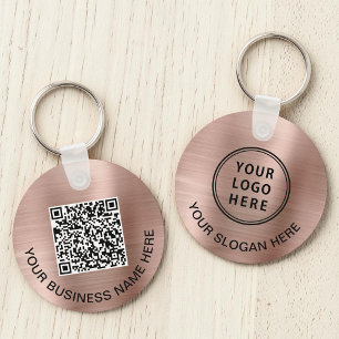 Logo QR-code Promotie Roos Gold Sleutelhanger