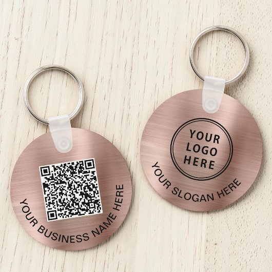 Logo QR-code Promotie Roos Gold Sleutelhanger