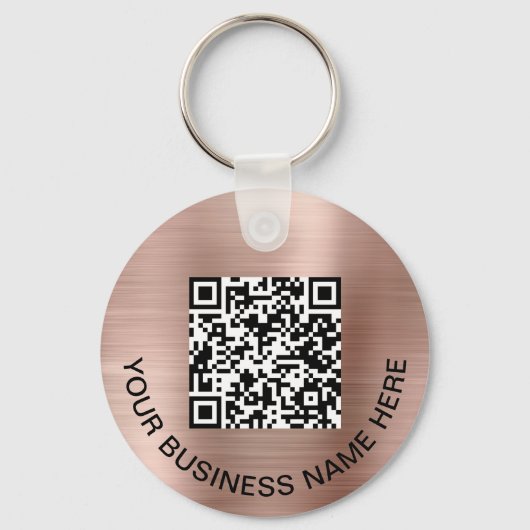 Logo QR-code Promotie Roos Gold Sleutelhanger (Voorkant)