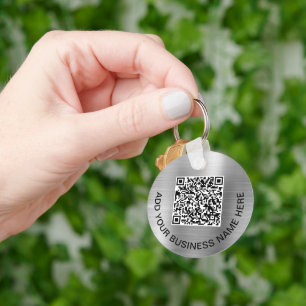 Logo QR-code Promotie Silver Sleutelhanger
