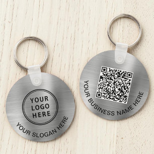 Logo QR-code Promotie Silver Sleutelhanger