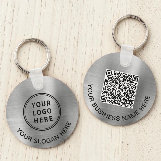Logo QR-code Promotie Silver Sleutelhanger